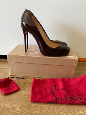 Christian Louboutin Dark Maroon Fifi Patent Leather Pumps 38.5